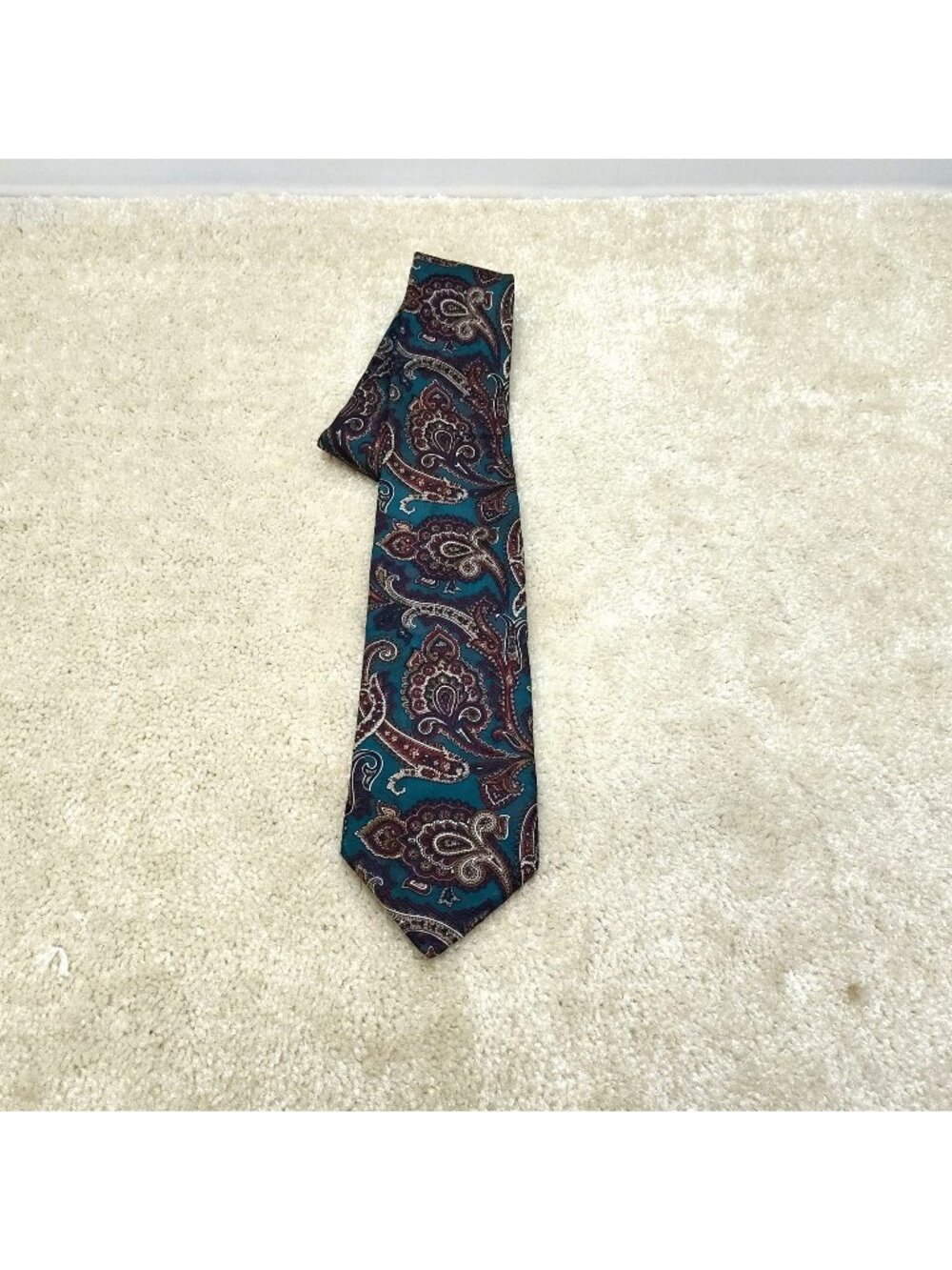 Pierre Balmain Paris Necktie 100% Italian Silk Paisley Jacquard Extra Long VTG